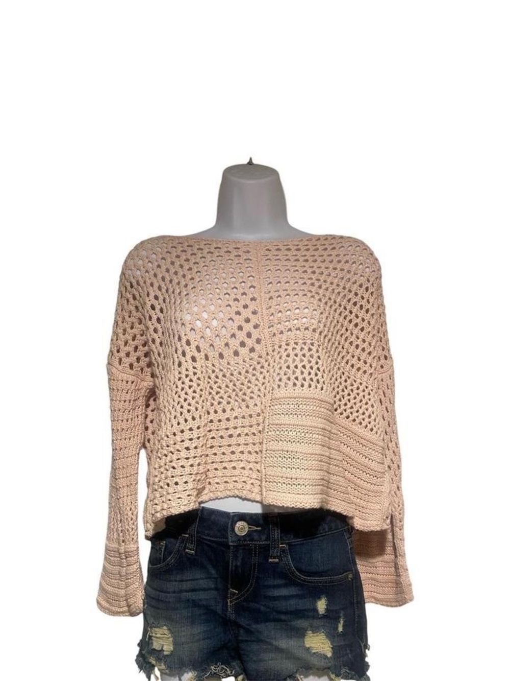 Light pink crochet slouchy sweater